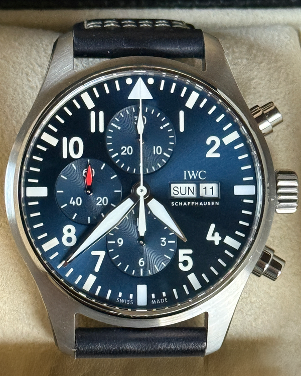 2022 IWC Schaffhausen Pilot Chronograph "Le Petit Prince" 43MM Blue Dial Leather Strap (IW377714)