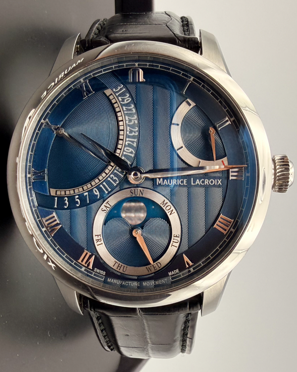 2020 Maurice Lacroix Masterpiece Moon Retrograde 43MM Blue Dial Leather Strap (MP6588-SS001-431-1)