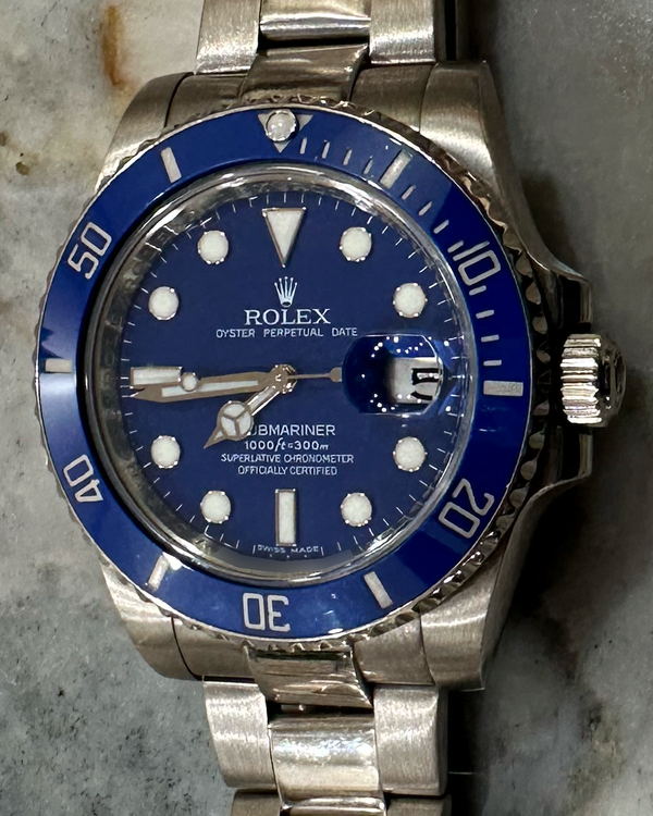 2018 Rolex Submariner Date "Smurf" 40MM Blue Dial White Gold Oyster Bracelet (116619LB)