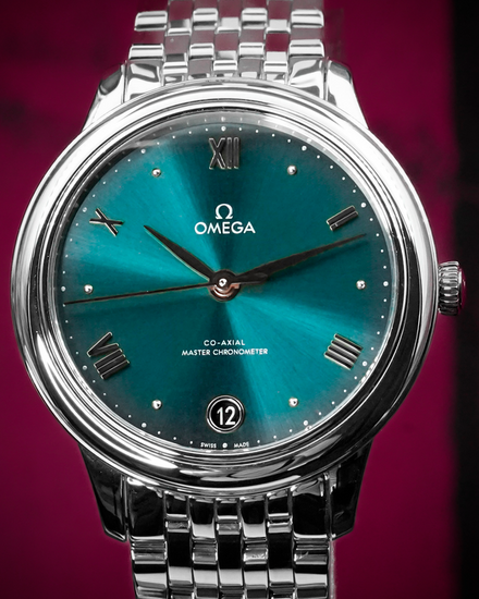 2024 Omega De Ville Prestige 34MM Pine Green Dial Steel Bracelet (434.10.34.20.10.001)