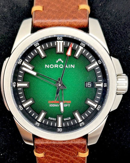 2024 Norqain Independence 40MM Green Dial Aftermarket Leather Strap (N3008/S03A-ES301)