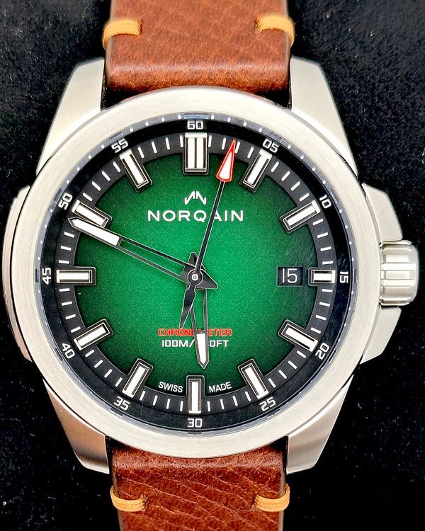 Norqain Independence 40MM Green Dial Aftermarket Leather Strap (N3008/S03A-ES301)