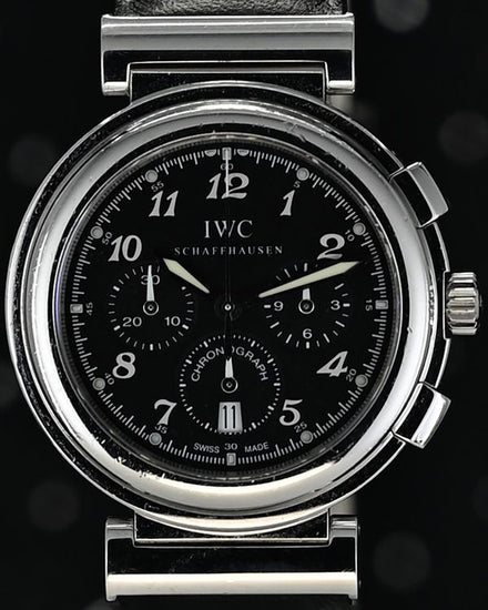 No Reserve - IWC Schaffhausen Da Vinci 37MM Quartz Black Dial Aftermarket Leather Strap (IW372810)