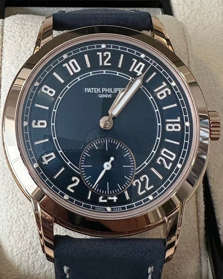 2024 Patek Philippe Calatrava Pilot Travel Time 42MM Blue Dial Leather Strap (5224R-001)