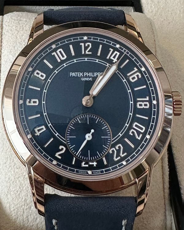 2024 Patek Philippe Calatrava Pilot Travel Time 42MM Blue Dial Leather Strap (5224R-001)