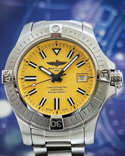 2021 Breitling Avenger Seawolf 45MM Yellow Dial Steel Bracelet (A17319101I1A1)