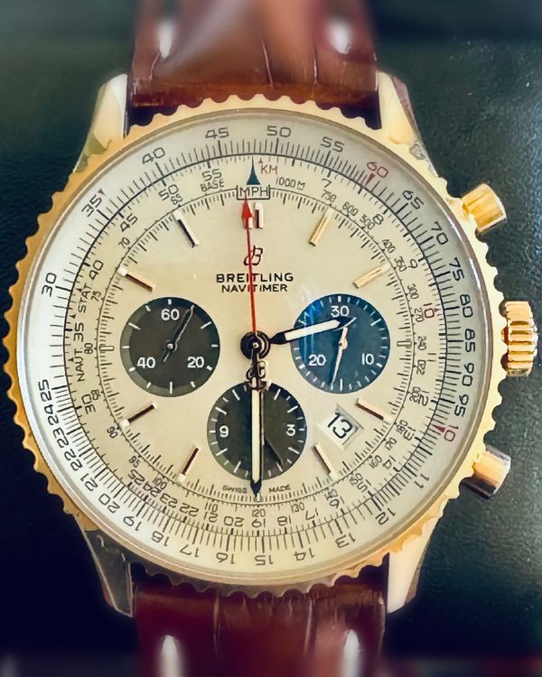 2018 Breitling Navitimer B01 Chronograph 46MM Silver Dial Leather Strap (RB0127)