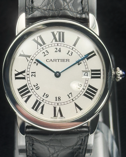 Cartier Ronde De Cartier 36MM Quartz White Dial Leather Strap (W6700255)