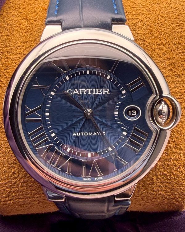 2019 Cartier Ballon Bleu 42MM Blue Dial Leather Strap (WSBB0025)