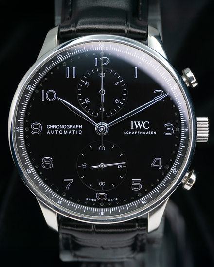 IWC Schaffhausen Portugieser Chronograph 41MM Black Dial Leather Strap (IW371609)
