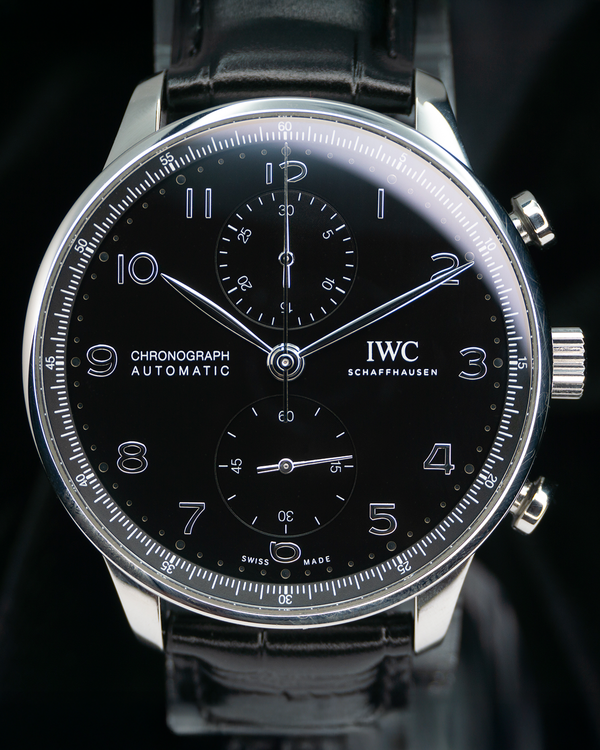 IWC Schaffhausen Portugieser Chronograph 41MM Black Dial Leather Strap (IW371609)