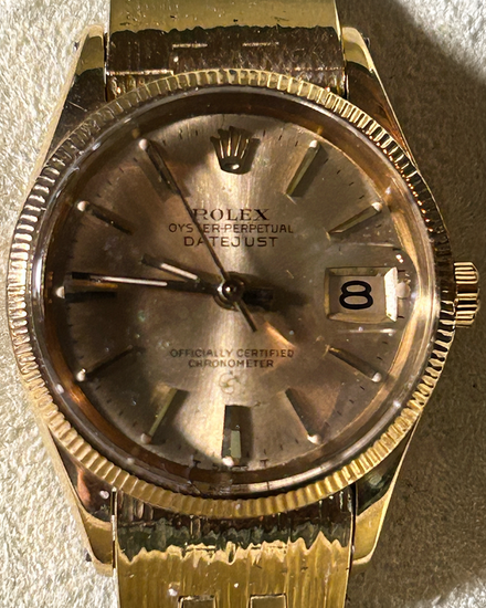 Rare Rolex Datejust 18k Gold 26MM Champagne Dial Yellow Gold Bracelet (6521)