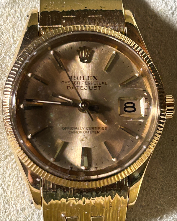 Rolex Datejust 26MM Champagne Dial Yellow Gold Bark Bracelet (6521)