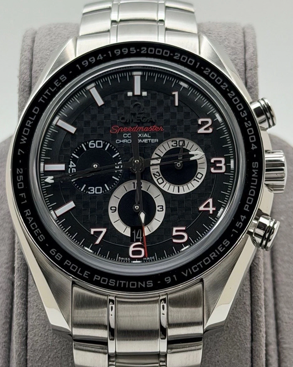 Omega Speedmaster "Michael Schumacher The Legend" 44.25MM Carbon Fiber Dial Steel Bracelet (321.30.44.50.01.001)