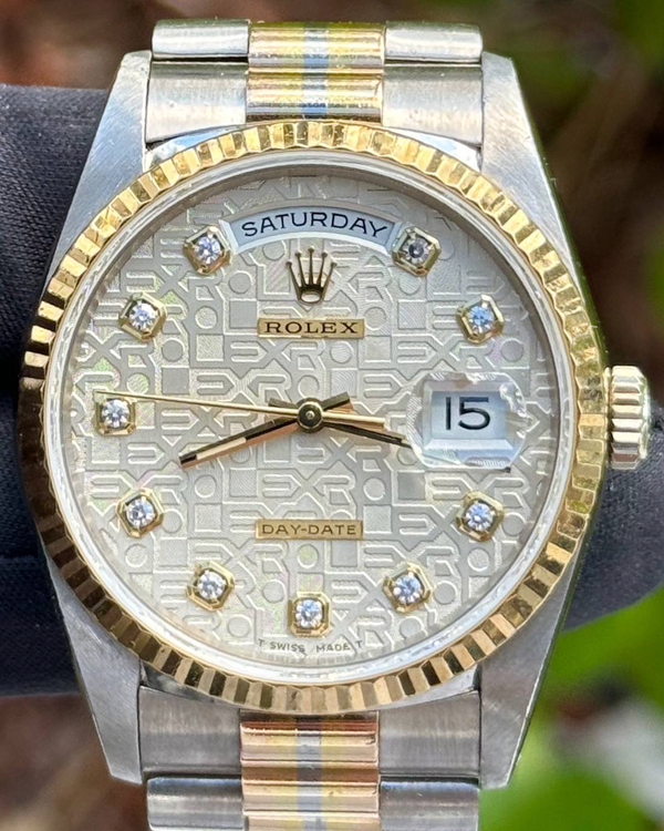 1993 (S Serial) Rolex Day-Date "Tridor" 36MM Champagne "Jubilee" Dial White Gold President Bracelet (18239)
