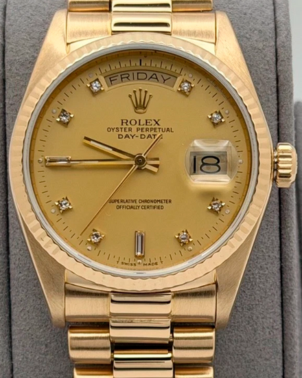 1986 (9.3 Mill. Serial) Rolex Day-Date 36MM Champagne Dial Yellow Gold President Bracelet (18038)