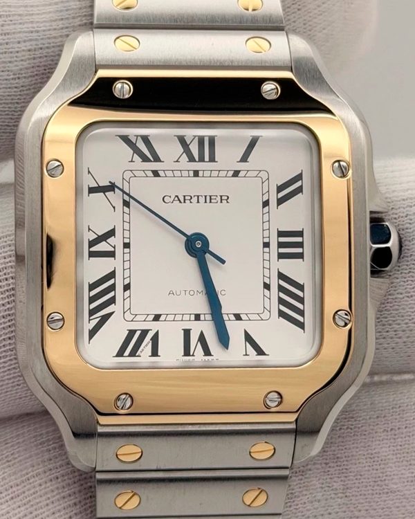 2025 Cartier Santos De Cartier 35.1MM Silver Dial Two-Tone Bracelet  (W2SA0016)