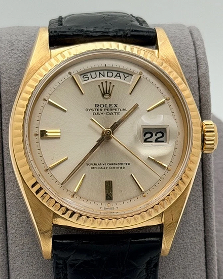 1966 Rolex Day-Date 36MM Silver Dial Aftermarket Leather Strap (1803)