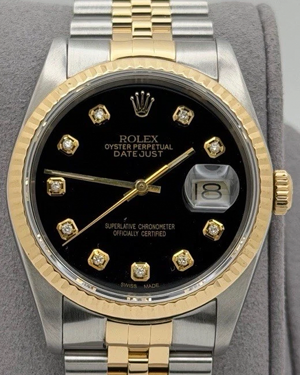 1989 Rolex Datejust 36MM Aftermarket Black Dial Two-Tone Jubilee Bracelet (16233)