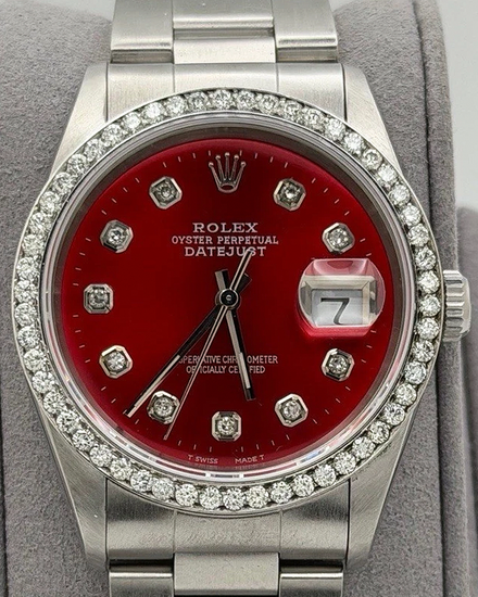 1996 (T Serial) Rolex Datejust 36MM Aftermarket Red Dial Oyster Bracelet (16264)