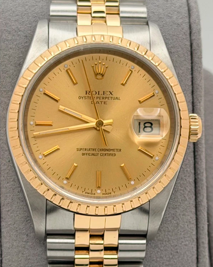 1990 Rolex Oyster Perpetual 34MM Champagne Dial Two-Tone Jubilee Bracelet (15223)