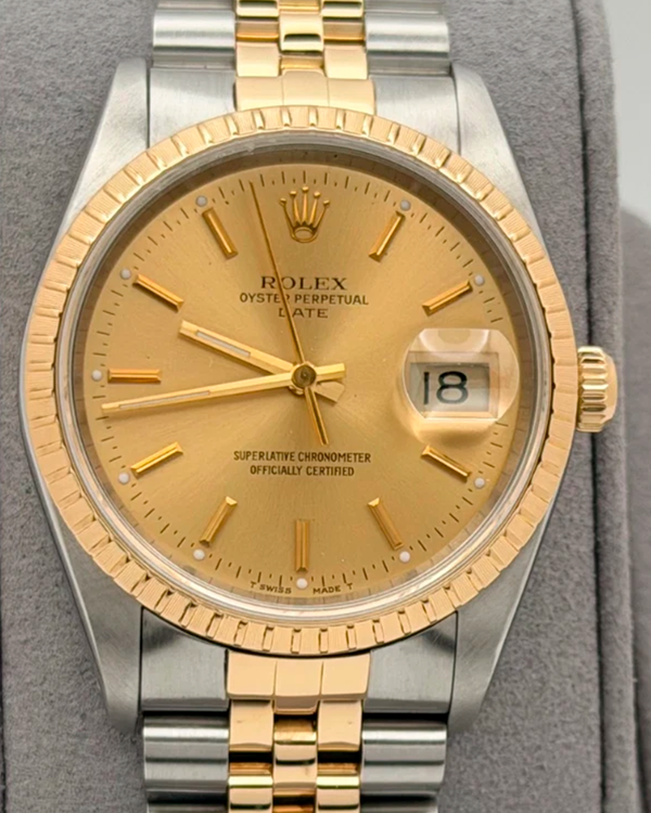 1990 Rolex Oyster Perpetual 34MM Champagne Dial Two-Tone Jubilee Bracelet (15223)