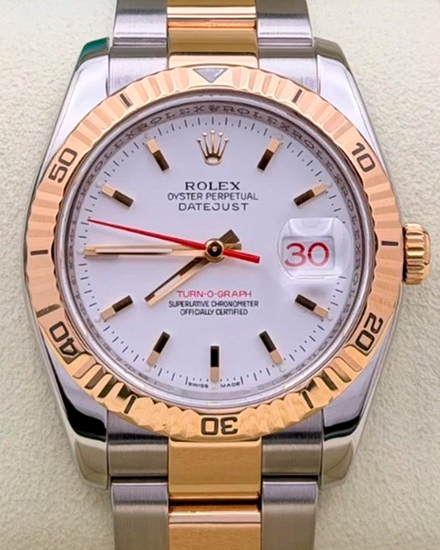 2004 Rolex Datejust Turn-O-Graph 36MM White Dial Two-Tone Oyster Bracelet (116263)