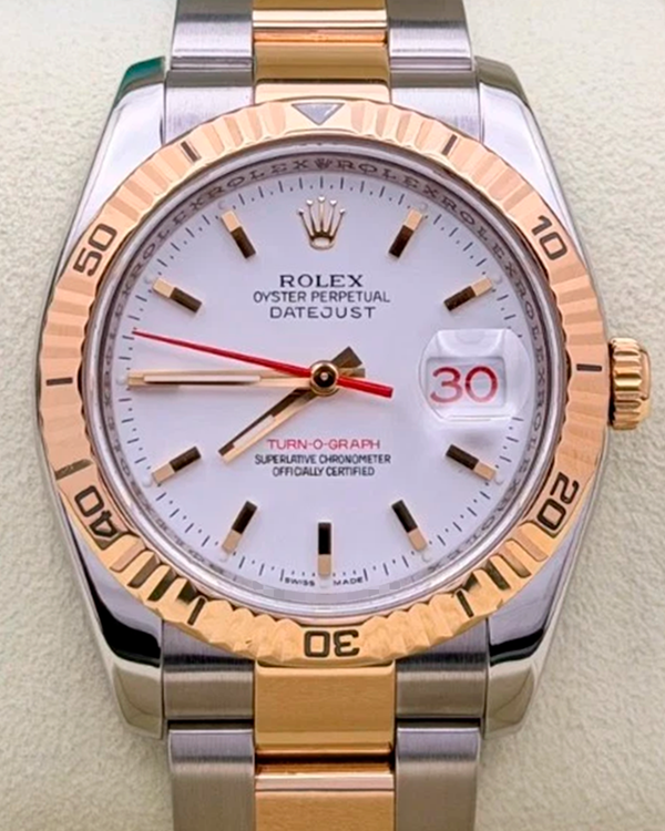 2004 Rolex Datejust Turn-O-Graph 36MM White Dial Two-Tone Oyster Bracelet (116263)