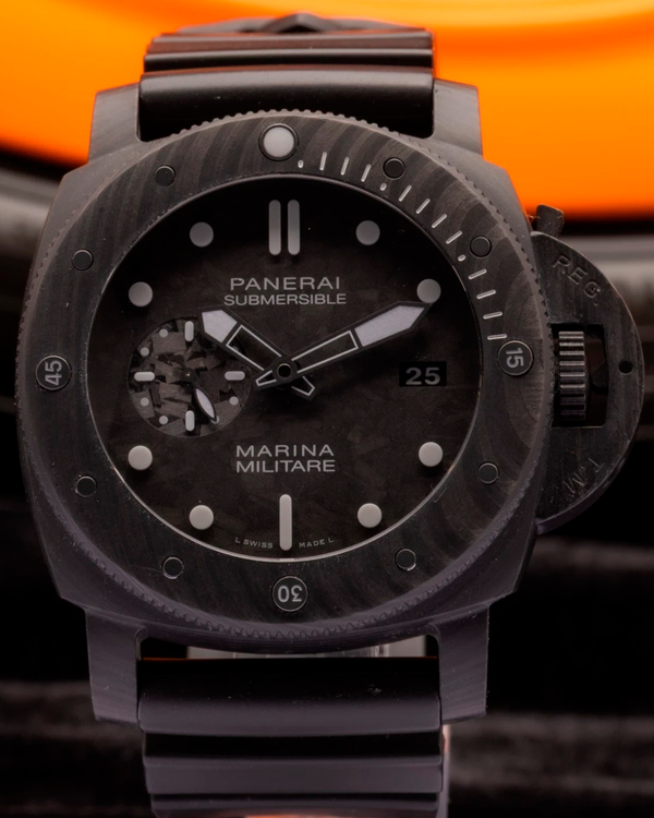 2019 Panerai Submersible Marina Militare 47MM Carbon Fiber Dial Rubber Strap (PAM00979)