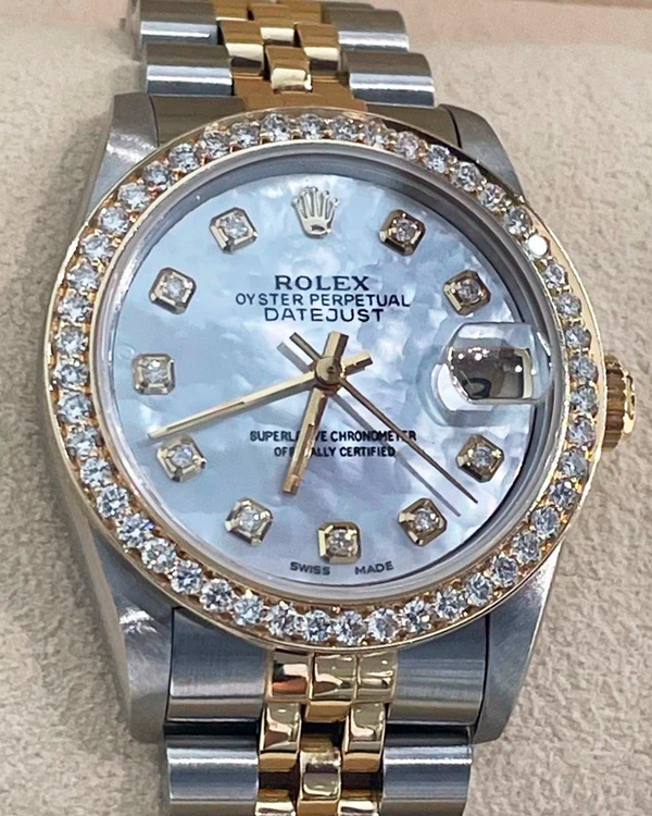 1990 Rolex Datejust 31MM Aftermarket Mother of Pearl Dial Two-Tone Jubilee Bracelet (68273)