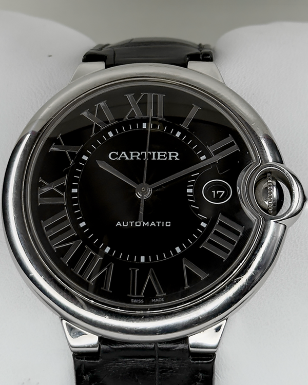 2018 Cartier Ballon Bleu 42MM Black Dial Leather Strap (WSBB0003)