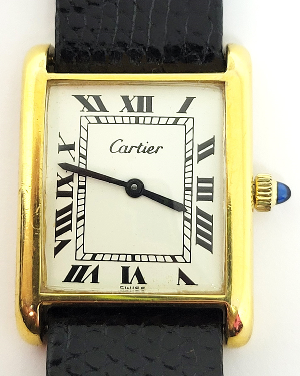 1975 Cartier Tank 22.5MM White Dial Leather Strap (E18282)