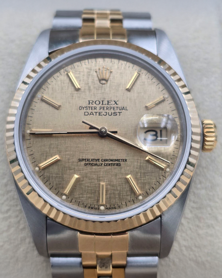 1988 Rolex Datejust 36MM Champagne "Linen" Dial Two-Tone Jubilee Bracelet (16013)