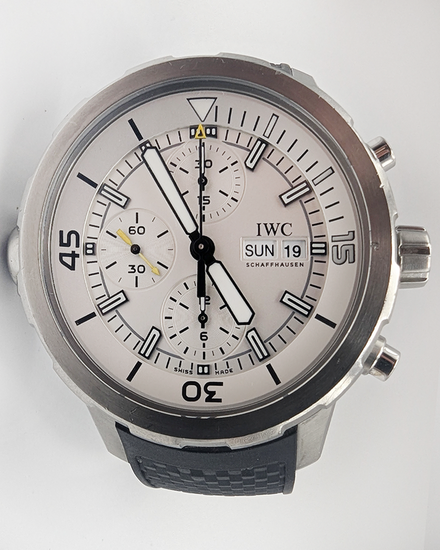 No Reserve - IWC Schaffhausen Aquatimer Chronograph 44MM Silver Dial Rubber Strap (IW376801)