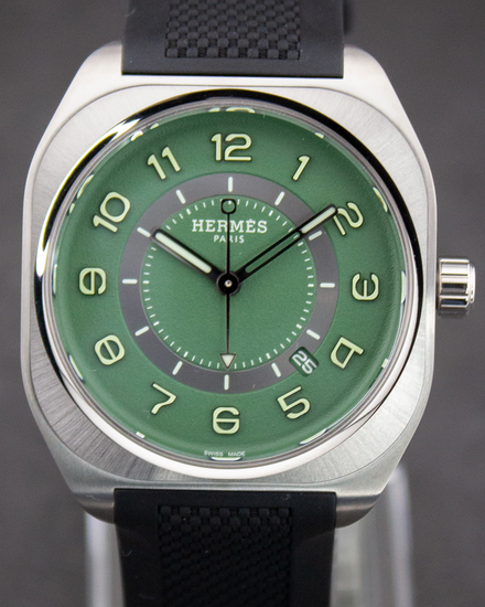 2024 Hermès H08 38.5MM Green Dial Rubber Strap (SP1.747C)