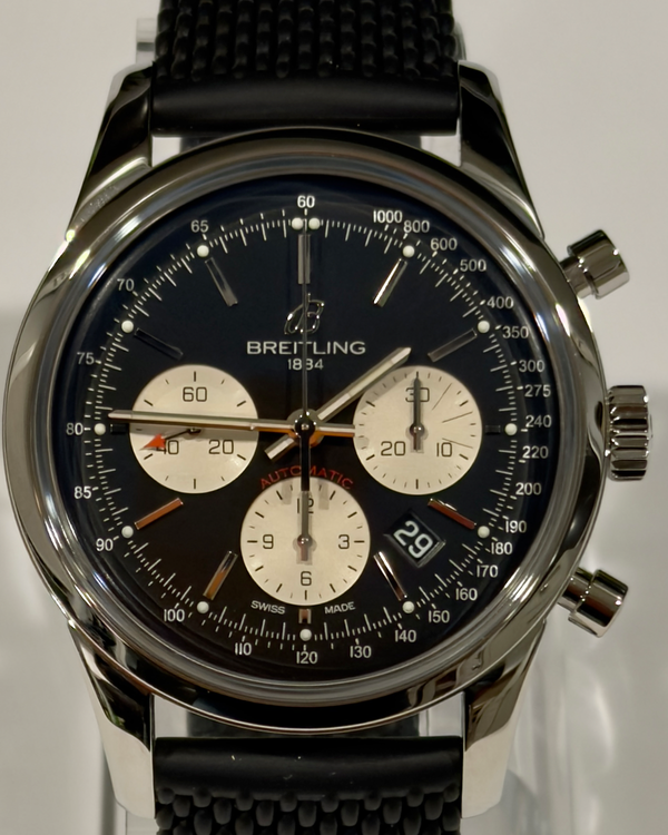 Breitling Transocean Chronograph 43MM Black Dial Rubber Strap (AB0152121B1S1)