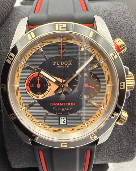 Tudor Grantour Chrono Fly-Back 42MM Black Dial Aftermarket Rubber Strap (20551)
