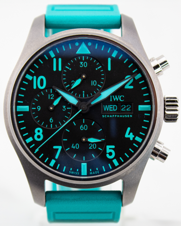 2022 IWC Schaffhausen Pilot Chronograph "Mercedes AMG Petronas F1" 41MM Black Dial Rubber Strap (IW388108)