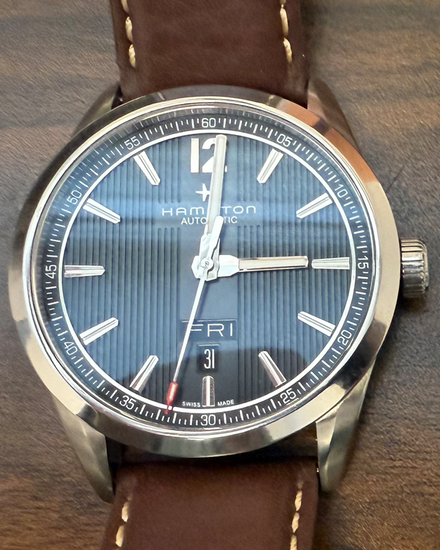 No Reserve - Hamilton Broadway Day-Date Auto 42MM Grey Dial Aftermarket Leather Strap (H435150)