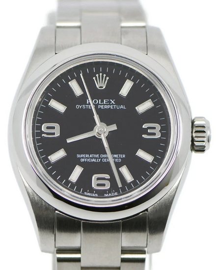 Rolex Oyster Perpetual 26MM Black Dial Oyster Bracelet (176200)