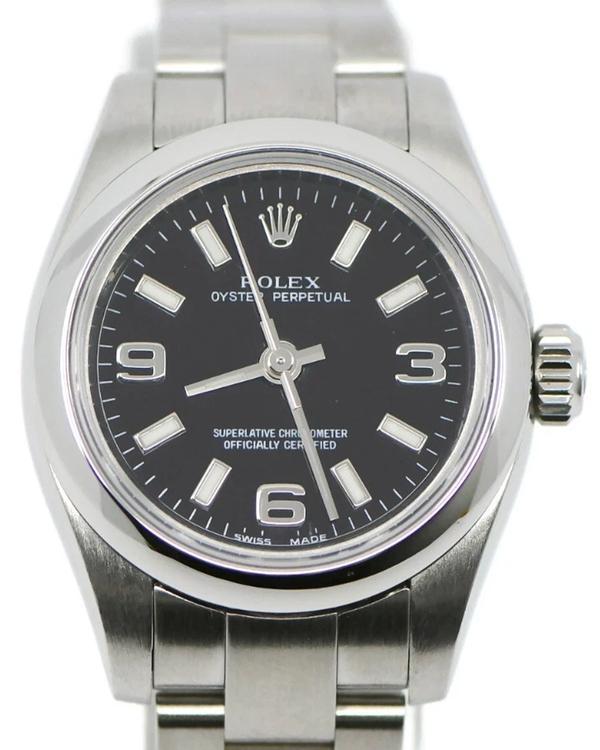Rolex Oyster Perpetual 26MM Black Dial Oyster Bracelet (176200)