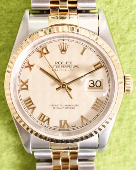 1995 Rolex Datejust 36MM Ivory "Pyramid" Dial Two-Tone Jubilee Bracelet (16233)