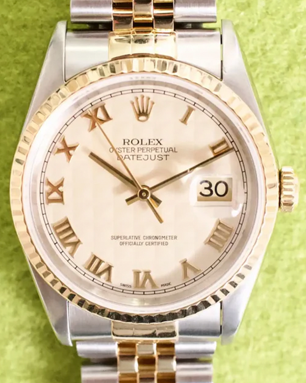 1995 Rolex Datejust 36MM Ivory "Pyramid" Dial Two-Tone Jubilee Bracelet (16233)