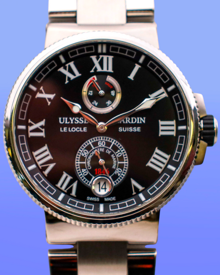 No Reserve - Ulysse Nardin Marine Chronometer 43MM Black Dial Steel Bracelet (1183-126)