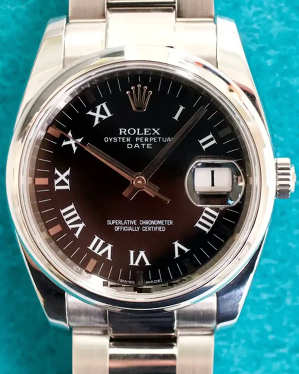 Rolex Oyster Perpetual Date 34MM Black Dial Oyster Bracelet (115200)