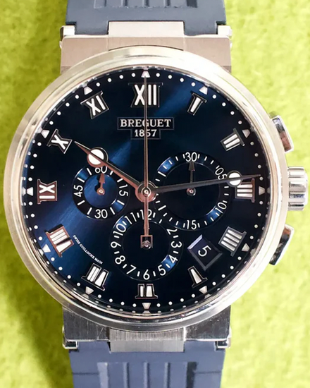 2021 Breguet Marine Chronograph 42MM Blue Dial Rubber Strap (5527TI/Y1/5WV)