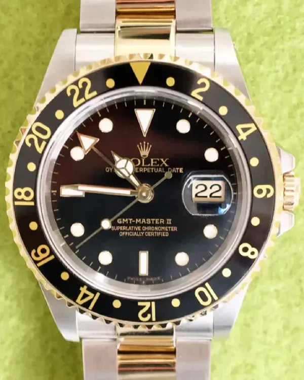 2000 Rolex GMT-Master II  II 40MM Black Dial Two-Tone Oyster Bracelet (16713)