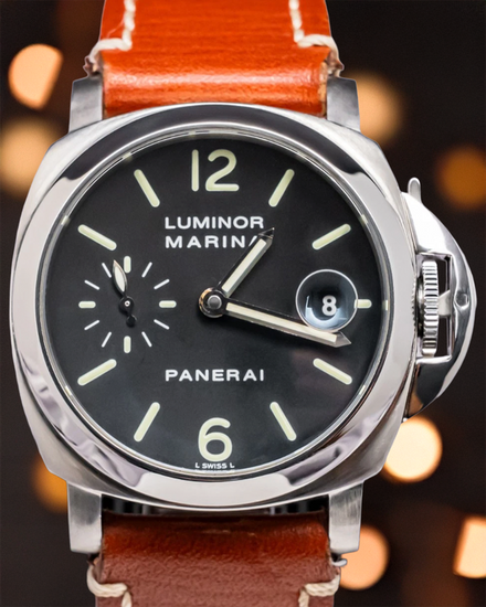Panerai Luminor Marina 40MM Black Dial Aftermarket Leather Strap (PAM00048)