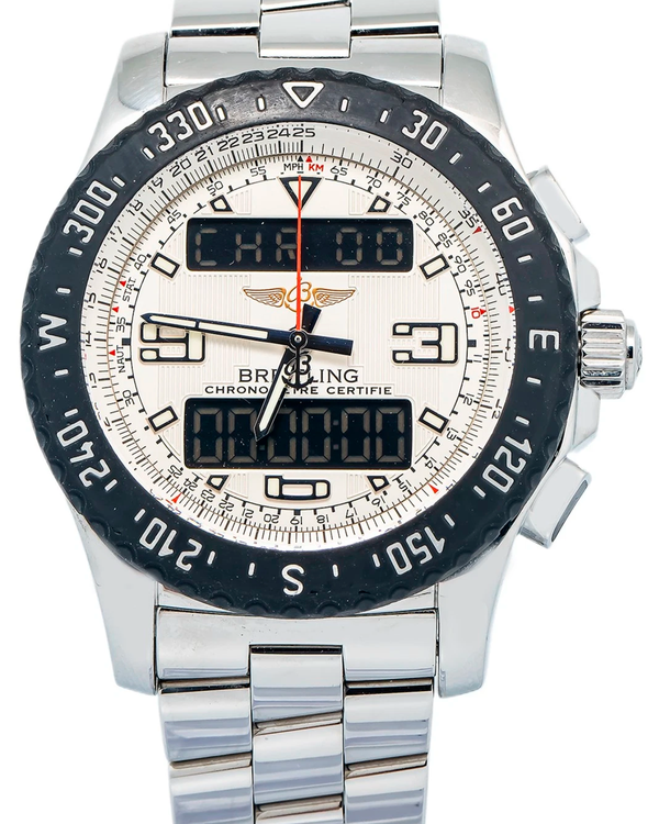 Breitling Airwolf Raven 44MM Quartz Silver Dial Steel Bracelet (A78364)