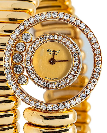 Chopard Happy Diamonds 24MM Quartz Champagne Dial Yellow Gold Bracelet (4097)